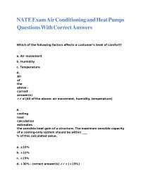 Air Conditioning and Heat Pump Exam Questions with Answers