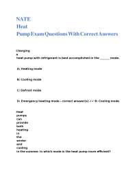 Heat Pump Exam Questions with Correct Answers