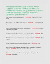 PA Emissions Inspector Certification Exam: Q&A Study Guide