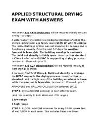Applied Structural Drying Exam with Answers: Water Damage Restoration