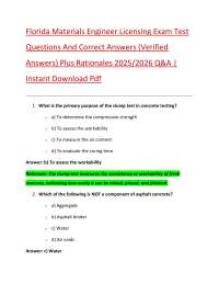 Materials Engineering Exam Questions: Concrete Testing and Properties