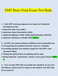 EMT Basic Final Exam 2025 – Complete Test Bank Questions and Answers