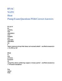 HVAC Heat Pump Exam Questions and Answers