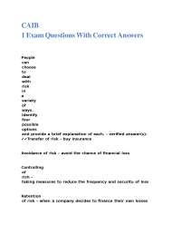 Insurance Principles: Exam Questions and Answers