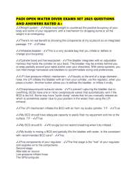 PADI OPEN WATER DIVER EXAMS SET 2025 QUESTIONS AND ANSWERS RATED A+