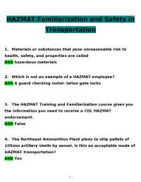 HAZMAT Transportation Safety Quiz: Test Your Knowledge