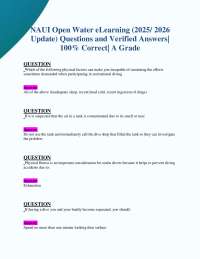 NAUI Open Water eLearning (2025/ 2026 Update) Questions and Verified Answers