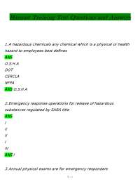 Hazmat Training: Test Questions and Answers for Emergency Responders