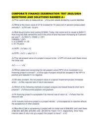 CORPORATE FINANCE EXAMINATION TEST 2025/2026 QUESTIONS AND SOLUTIONS RANKED A+