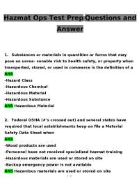 HAZMAT Operations 2025 Exam Test Prep Questions and Answers – Verified Study Guide