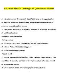 EMT-Basic Cardiology: Test Questions and Answers for Emergency Medical Technicians