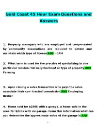 Gold Coast 45 Hour Exam 2025 – Questions and Answers Study Guide