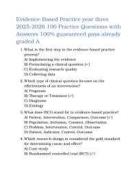 Evidence-Based Practice Year Three (2025–2026) – 100 Practice Questions with Answers for N