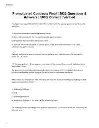 Promulgated Contracts Final Exam 2025 | Verified | Full Answers