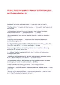 Virginia Pesticide Applicator License Exam: Verified Questions and Answers