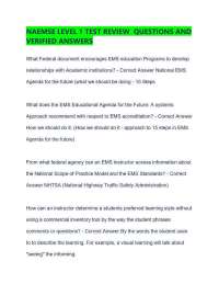 NAEMSE LEVEL 1 TEST REVIEW QUESTIONS AND VERIFIED ANSWERS
