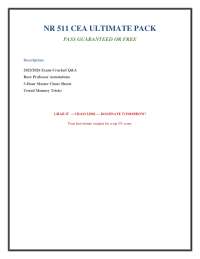 NR 511 CEA Exam Prep: Questions and Answers for Medical Mastery