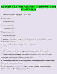 Captains Career Course Final Exam: Military Decision Making and Operations