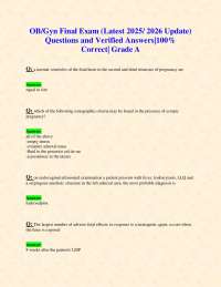 OB/Gyn Final Exam Questions and Answers 2025/2026