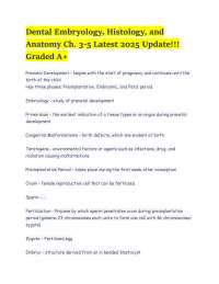 Dental Embryology, Histology, and Anatomy Ch. 3-5 Latest 2025 Update!!! Graded A+.pdf