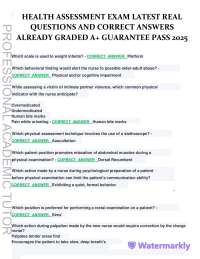 Health Assessment Exam: Questions and Answers for Medical Students