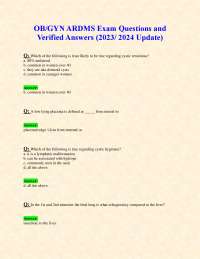 OB/GYN ARDMS Exam Questions and Verified Answers (2025/ 2026 Update)