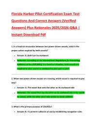 Florida Harbor Pilot Certification Exam Test Questions And Correct Answers (Verified Ans