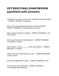 VET MED FINAL EXAM REVIEW questions with answers