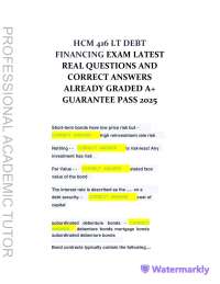 Debt Financing Exam Questions and Answers: Bond Valuation