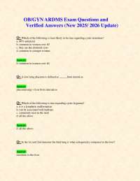 OB/GYN ARDMS Exam Questions and Verified Answers (New 2025/ 2026 Update)