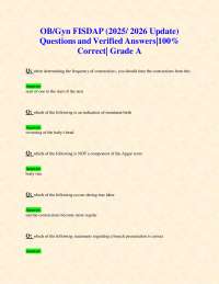 OB/Gyn FISDAP (2025/ 2026 Update) Questions and Verified Answers|100% Correct| Grade A
