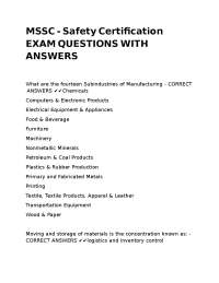 Manufacturing Safety Certification Exam Questions and Answers