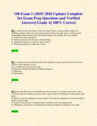 Obstetrics Exam 1: Complete Prep Questions and Answers for 2025/2026