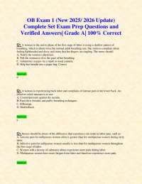 Obstetrics Exam 1: Complete Prep with Verified Answers