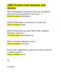 ARRT Radiography Exam Practice Questions and Answers