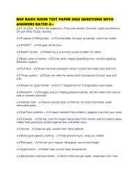 MSF BASIC RIDER TEST PAPER 2025 QUESTIONS WITH ANSWERS RATED A+