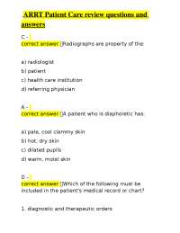 Radiography Patient Care: Review Questions and Answers