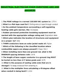 Industrial Electrician Exam: Practice Questions and Answers