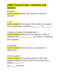 ARRT Radiography Practice Exam: Questions and Answers