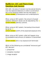 AEC and Fluoroscopy Exam Questions and Answers