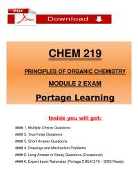 CHEM 219 – Principles of Organic Chemistry Module 2 Exam (2025) | Portage Learning