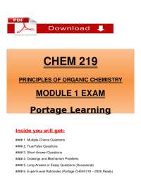 CHEM 219 – Principles of Organic Chemistry Module 1 Exam (2025) | Portage Learning