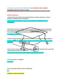LETRS Units 1-8: Pre and Post Test Questions and Answers