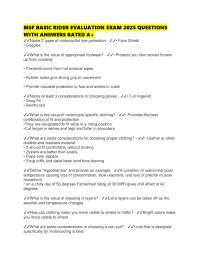 MSF BASIC RIDER EVALUATION EXAM 2025 QUESTIONS WITH ANSWERS RATED A+