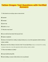 Tattoo Artist Certification: Oregon Test Questions and Answers