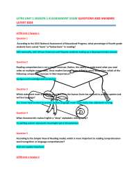 LETRS Unit 1: Exam Questions and Answers for Reading Instruction