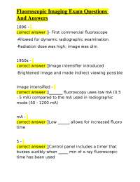 Fluoroscopic Imaging: Exam Questions and Answers
