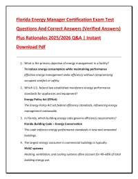Florida Energy Manager Certification Exam: Q&A with Verified Answers