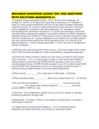 MICHIGAN CHAUFFEUR LICENSE TEST 2025 QUESTIONS WITH SOLUTIONS GUARANTEE A+