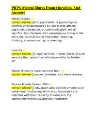 Mental Illness Exam Q&A: Understanding and Responding to Psychiatric Disorders